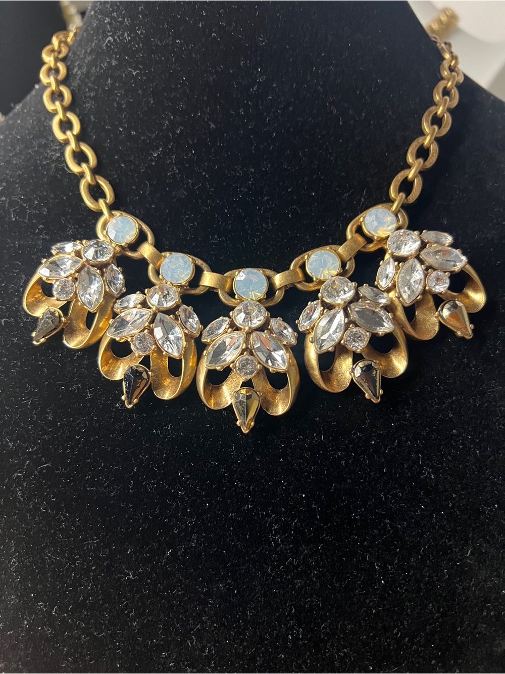 J. Crew Gold-Tone Floral Crystal and Opal Accent Necklace